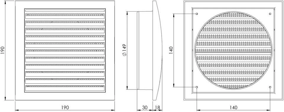 Ventiliacijos grotelės Europlast ND15, plastmasinės, 149 mm