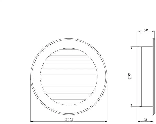 Ventiliatorius Ventiliacijos grotelės Europlast VR100P, plastikas, 100 mm