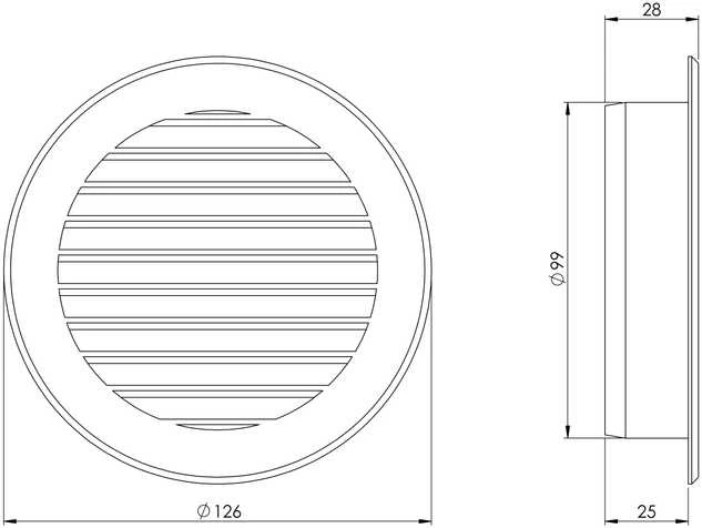 Plast. ventiliacijos grotelės EUROPLAST VR100P, D100, pilkos