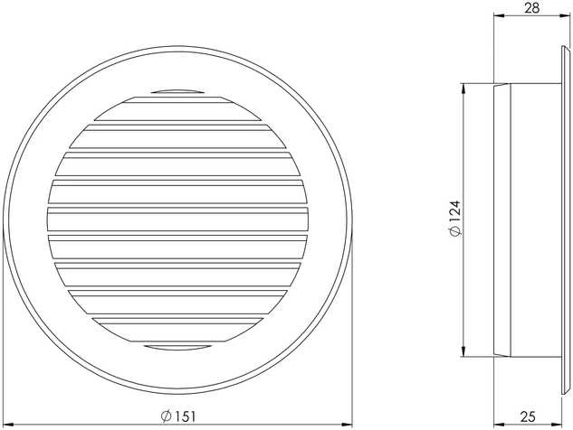 Ventiliatorius Ventiliacijos grotelės Europlast VR125P, plastikas, 125 mm