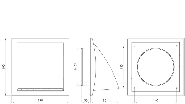 Ventiliacijos grotelės Europlast ND12FVA, plastikas, 125 mm