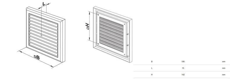 Ventiliacijos grotelės Haushalt, plastikas, 120 mm