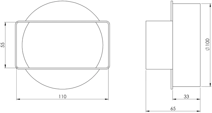 Ventiliatorius Tarpmovė Europlast KSD1, 110 x 55 mm, 100 mm