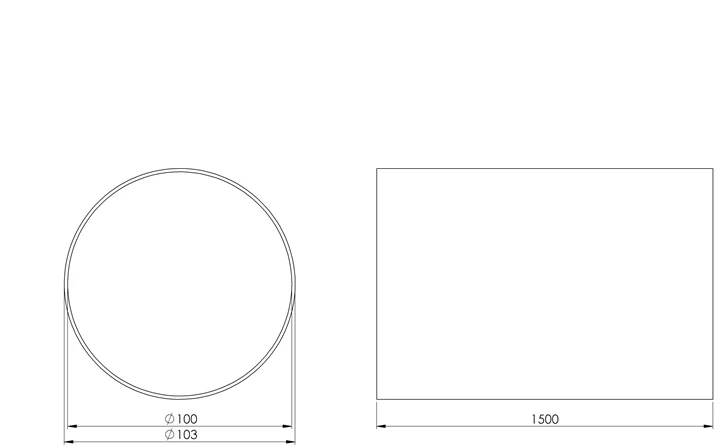 Ventiliatorius Ventilācijas kanāls Europlast A100-1.5, abs plastmasa, 1.5 m x 100 mm
