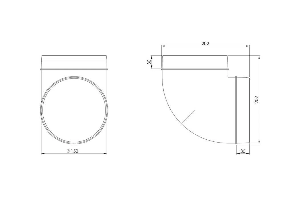 Ventiliatorius Ventiliacijos alkūnė Europlast AL150-90, 90 °, 150 mm