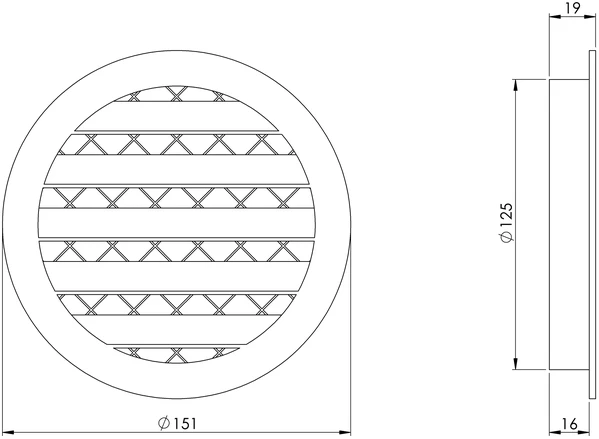 Ventiliatorius Ventilācijas reste Europlast MRA125M, alumīnijs, 125 mm