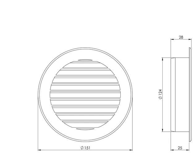 Ventiliatorius Ventilācijas reste Europlast VR125P, plastmasa, 125 mm