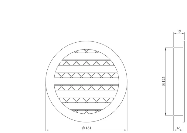 Ventiliatorius Ventilācijas reste Europlast MRA125M, alumīnijs, 125 mm
