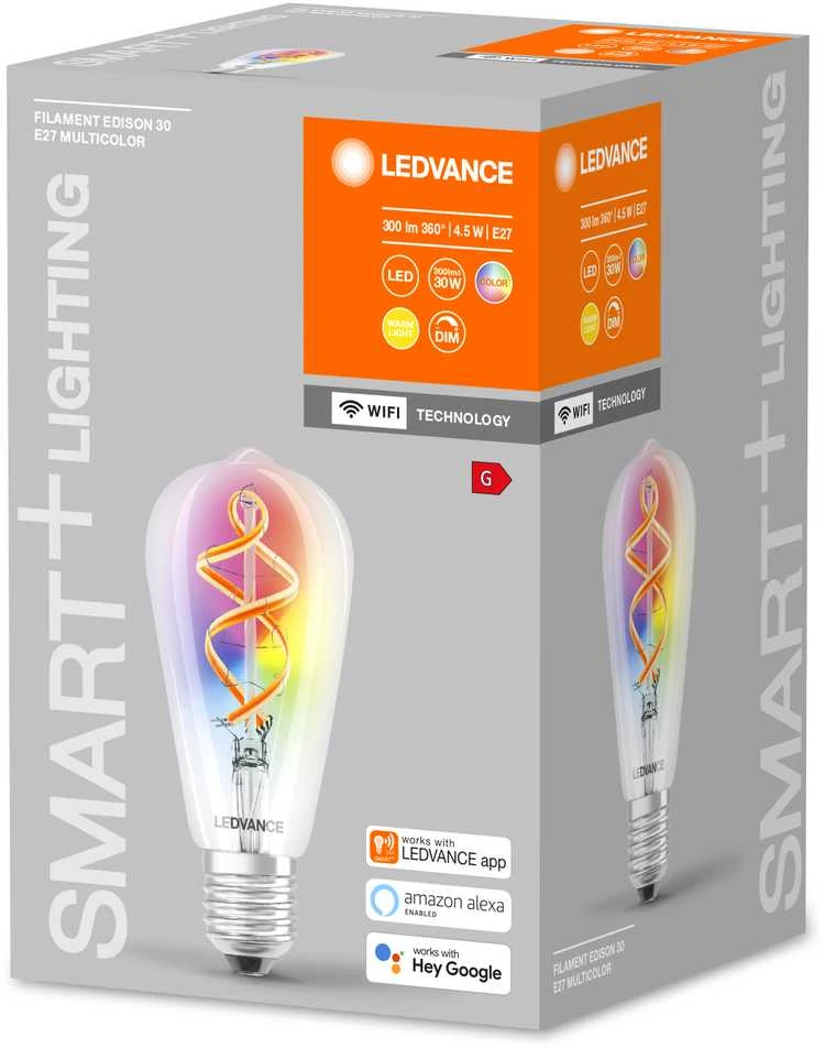 Ledvance 4,5 W LED lemputė SMART+ Filament Classic Pritemdoma 30, E27, 2700K