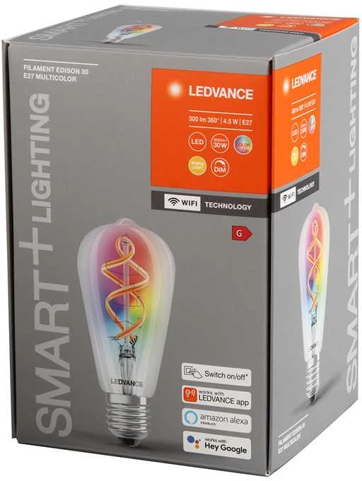 Ledvance 4,5 W LED lemputė SMART+ Filament Classic Pritemdoma 30, E27, 2700K