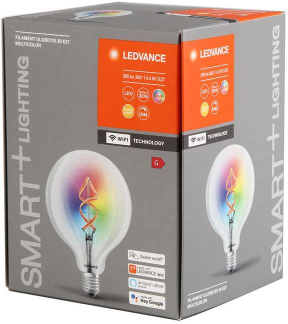 Ledvance 4,5W LED lemputė SMART+ Filament Globe RGBW 30, E27, 2700K