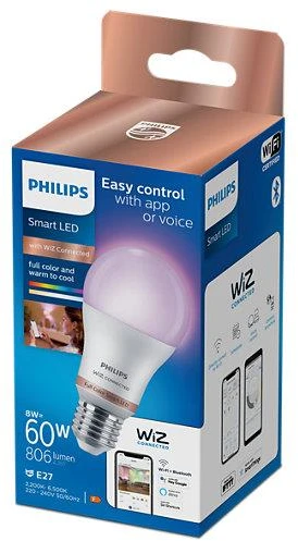 Philips LEMP LED WIFI A60 E27 8W 806LM RGBTW