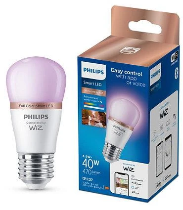 Viedā spuldze Philips Wiz LED, P45, 2200 - 6500 °K, E27, 4.9 W, 470 lm