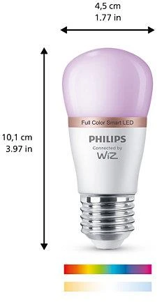 Viedā spuldze Philips Wiz LED, P45, 2200 - 6500 °K, E27, 4.9 W, 470 lm