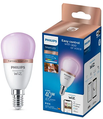 Viedā spuldze Philips Wiz LED, P45, 2200 - 6500 °K, E14, 4.9 W, 470 lm