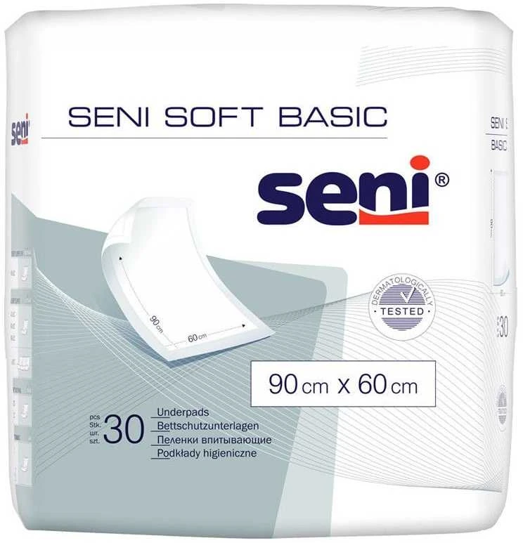 T.Z.M.O SENI Soft vienkartiniai paklotai BASIC 60x90 cm, 30 vnt.