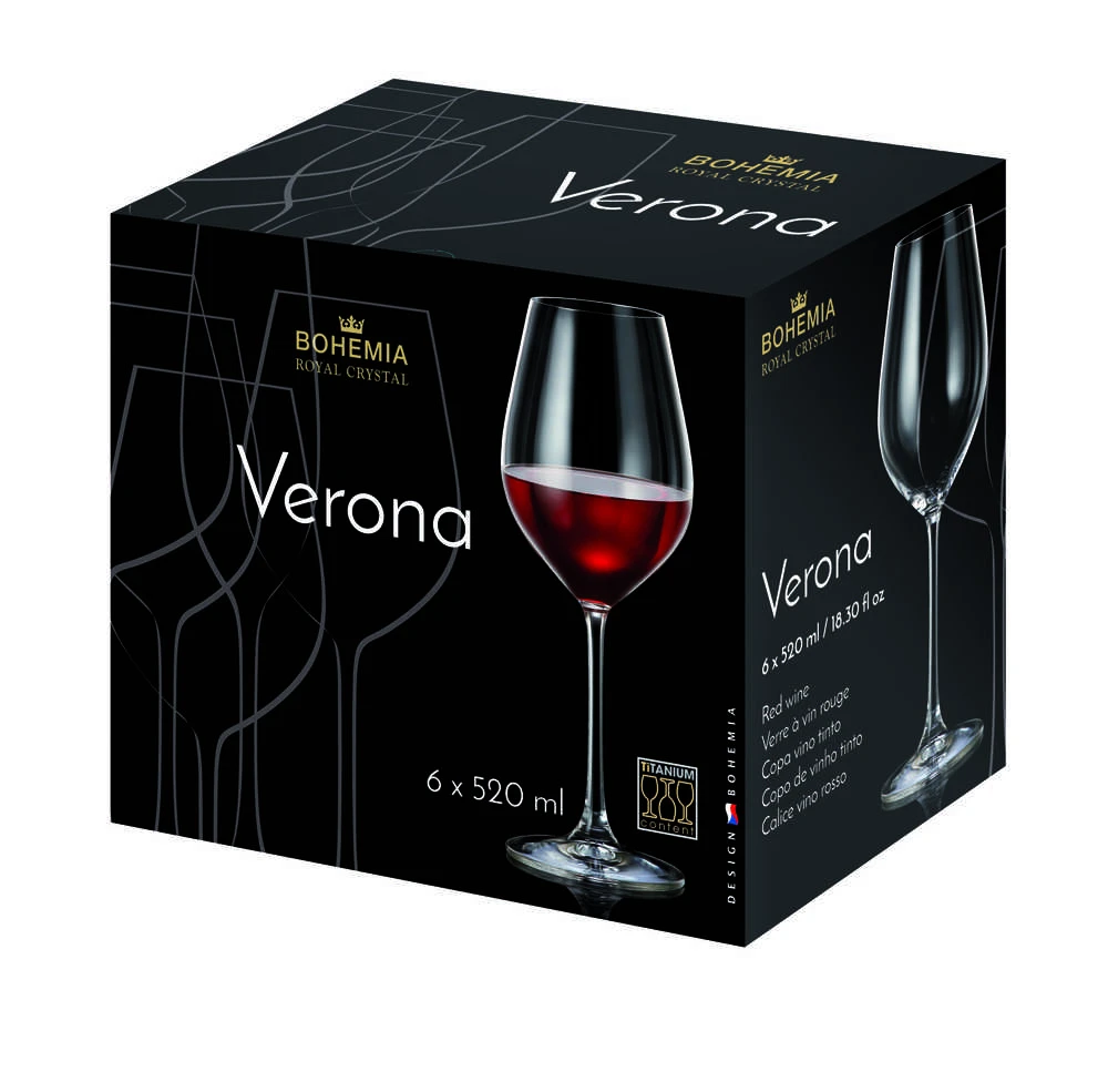 Vyno taurės BOHEMIA ROYAL CRYSTAL VERONA, 520 ml, 6 vnt.