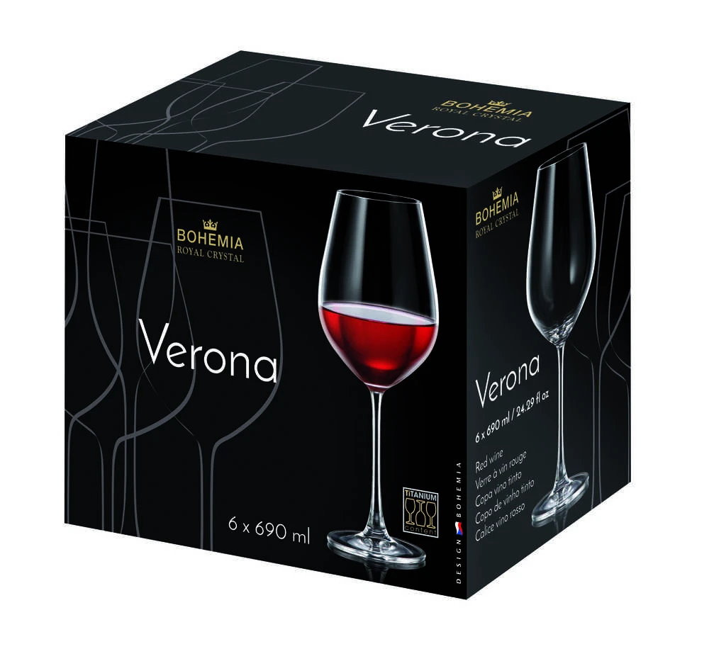 Vyno taurės BOHEMIA ROYAL CRYSTAL VERONA, 690 ml, 6 vnt.