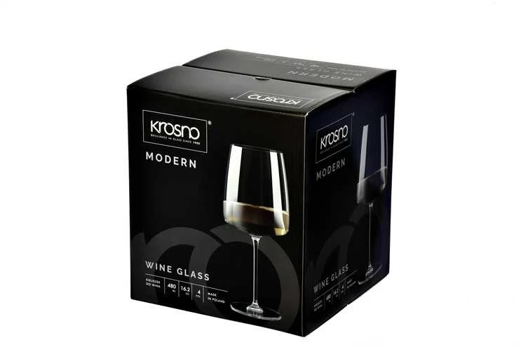 Vyno taurių komplektas Krosno Modern, stiklas, 0.650 l, 4 vnt.