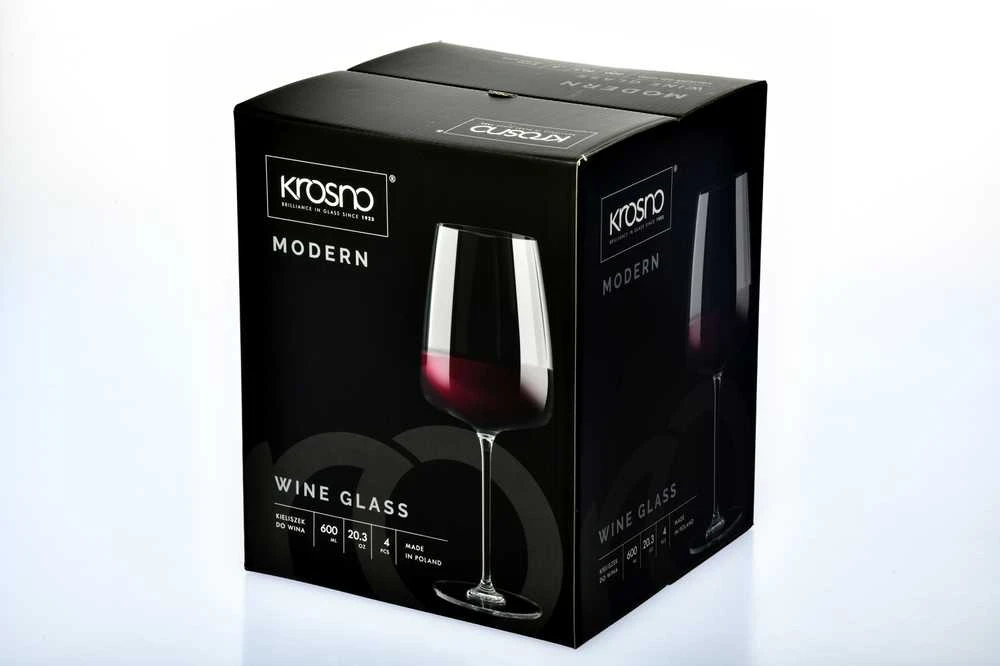 Vyno taurių komplektas Krosno, stiklas, 0.750 l, 4 vnt.
