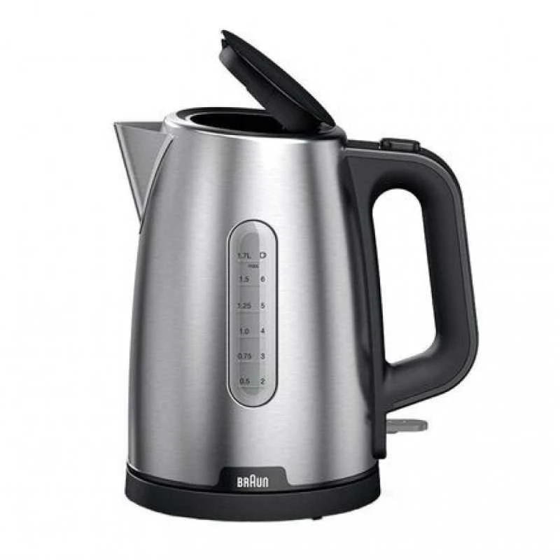Virdulys Elektriskā tējkanna Braun PurShine WK1500BK, 1.7 l, sudraba/melna