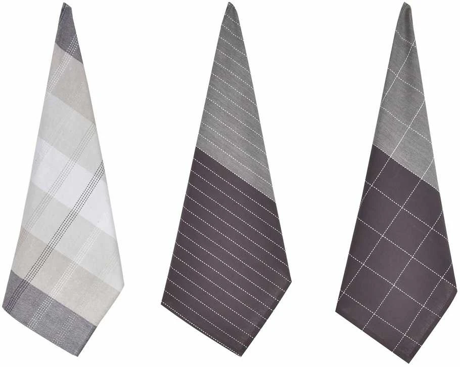Virtuvinių rankšluosčių rinkinys Okko PMM/KT11R, antracito sp., 60 cm x 40 cm, 3 vnt.