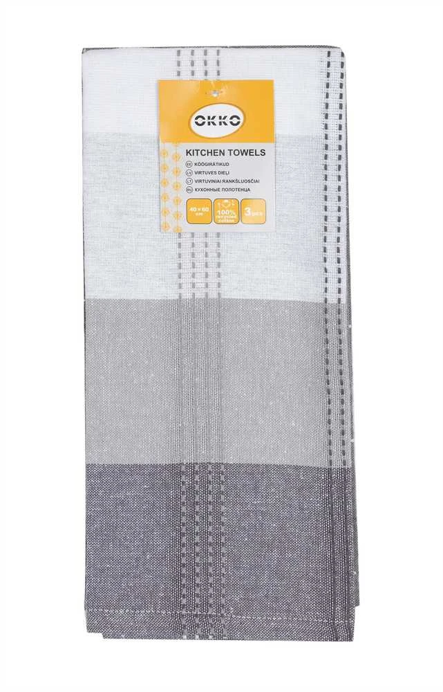 Virtuvinių rankšluosčių rinkinys Okko PMM/KT11R, antracito sp., 60 cm x 40 cm, 3 vnt.