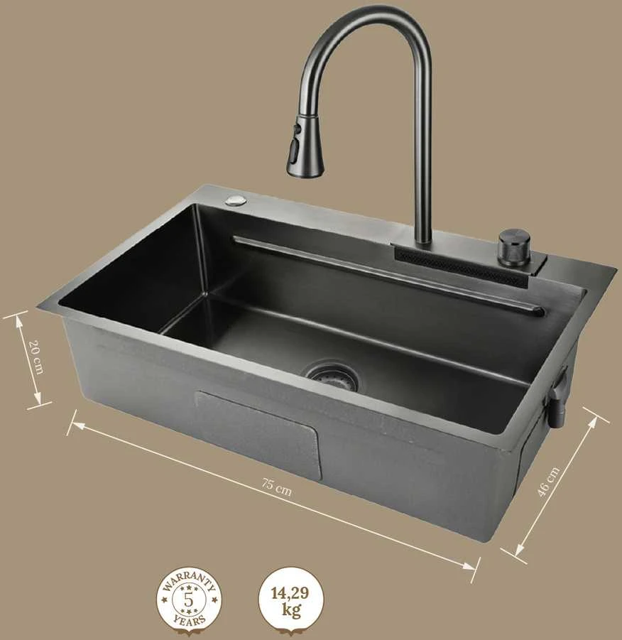 Kriauklė GraniteQ STAINLESS STEEL SINK+FAUCET MASTERJERO