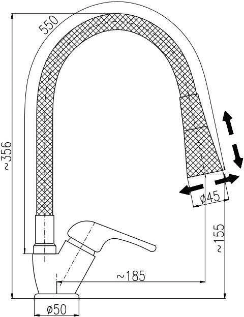 Virtuvinis maišytuvas Domoletti SINK MIXE WITH SVIWEL SPOUT DSA506.5/13S