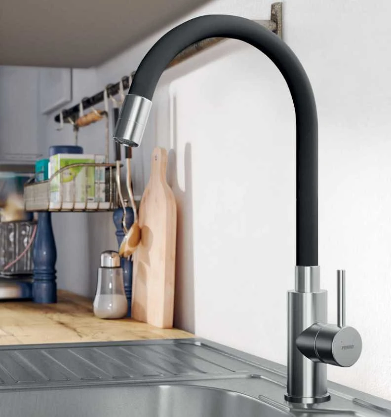 Plakiklis Virtuvinis maišytuvas Ferro Zorba Inox BZR4BSS, juodas