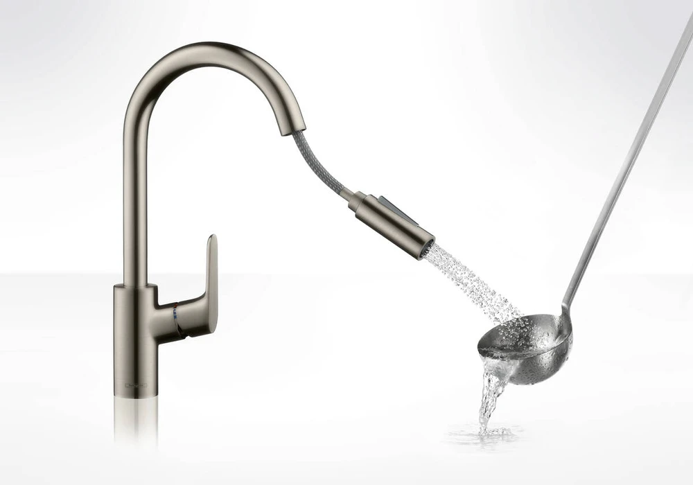 Hansgrohe Focus M41 virtuvės maišytuvas su ištraukiamu purkštuvu, 2 srovės (31815800)