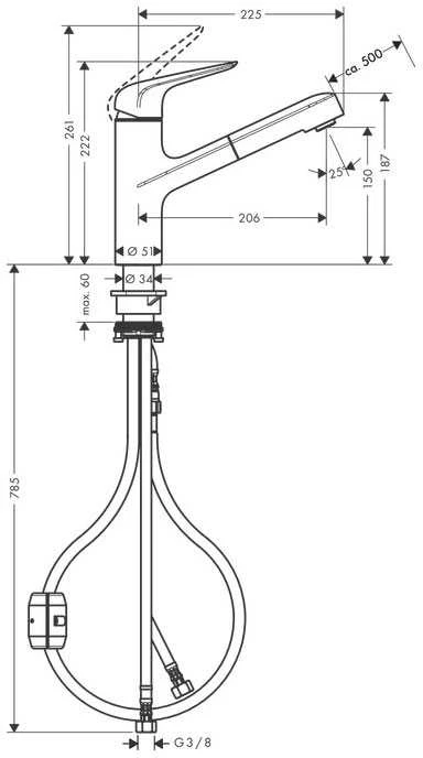 Hansgrohe Ištraukiamas virtuvės maišytuvas FOCUS M42 71814000