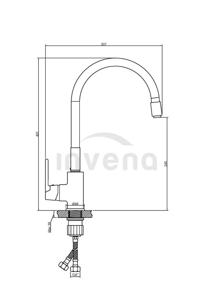 Virtuvinis maišytuvas Invena Joga plus BZ-32-P04-C, juodas