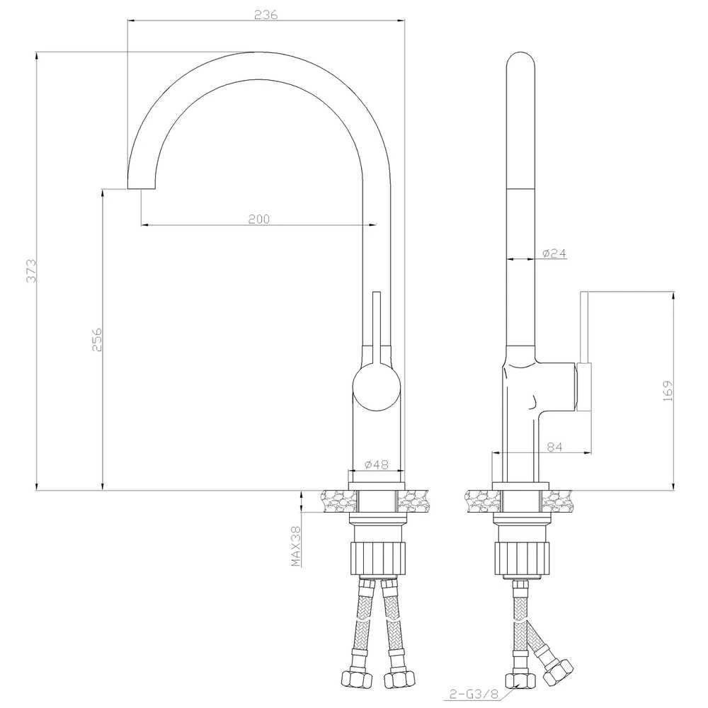 Virtuves jaucējkrāns Invena Kawala BZ-75-004-V, melna krās.