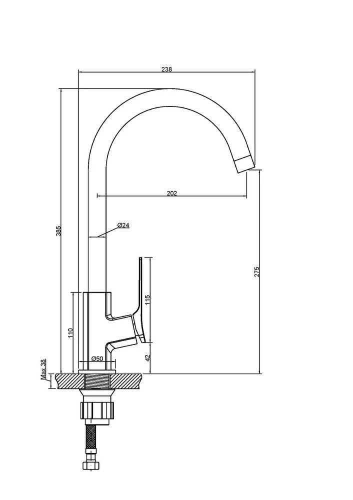 Invena Plautuvės maišytuvas Neri BZ-01-014-L vario sp.