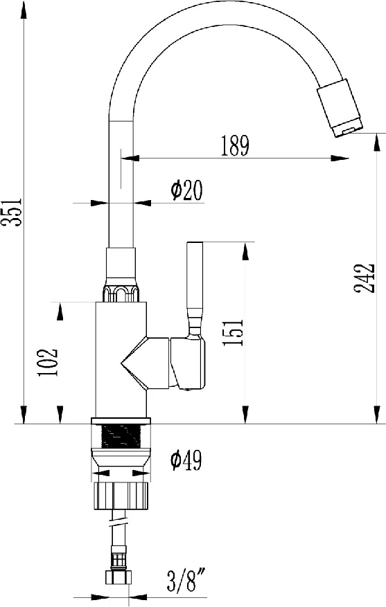 Virtuvinis maišytuvas Invena Glamour BZ-02-L17-V, aukso sp./juoda sp.