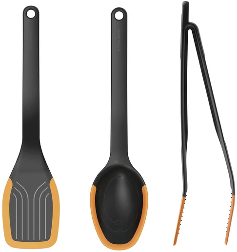 Fiskars Virtuvės reikmenų rinkinys FF, juoda/oranžinė, 3 vnt.