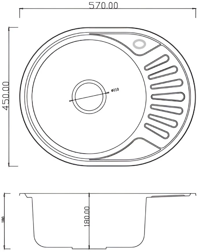 Virtuvės kriauklė AB 570x450x0.8mm Nerūdijančio plieno