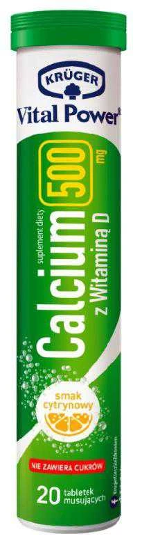 Vital_Power CALCIUM 500 MG WITH VITAMIN D 20 Planšetė