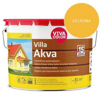 Medinių fasadų dažai VIVACOLOR VILLA AKVA, geltonos 502X sp., 9 l