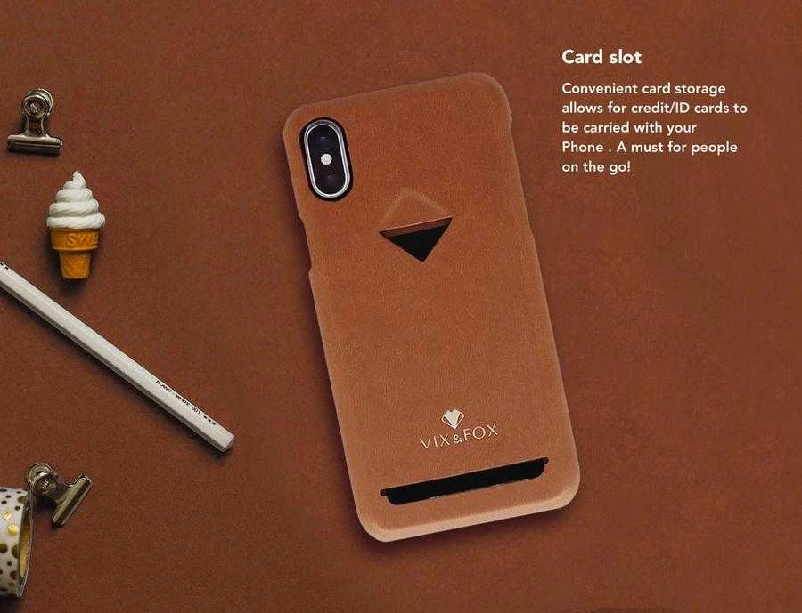 VixFox kortelės lizdo nugarėlė, skirta Iphone XSMAX karamelės rudos spalvos