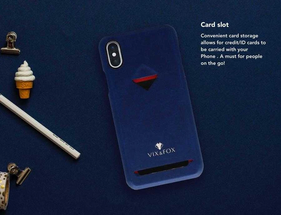 VixFox kortelės lizdo nugarėlė, skirta iPhone XSMAX tamsiai mėlynai