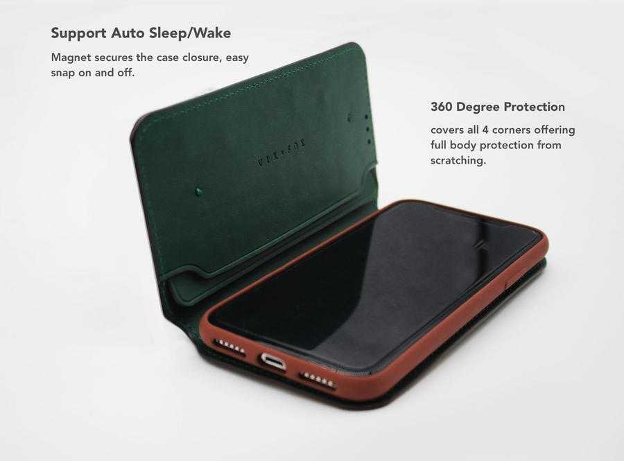 VixFox Smart Folio Case for Iphone XSMAX forest žalias