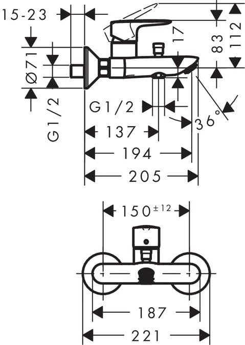 Vonios maišytuvas Hansgrohe MySport 71242000