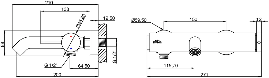 Invena Vonios maišytuvas Kawala BW-75-004-V juodos sp.