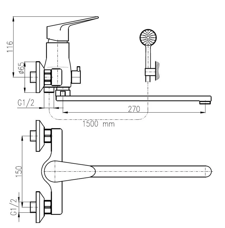 Domoletti BATH FAUCET LONG SPOUT DVI253.5/1
