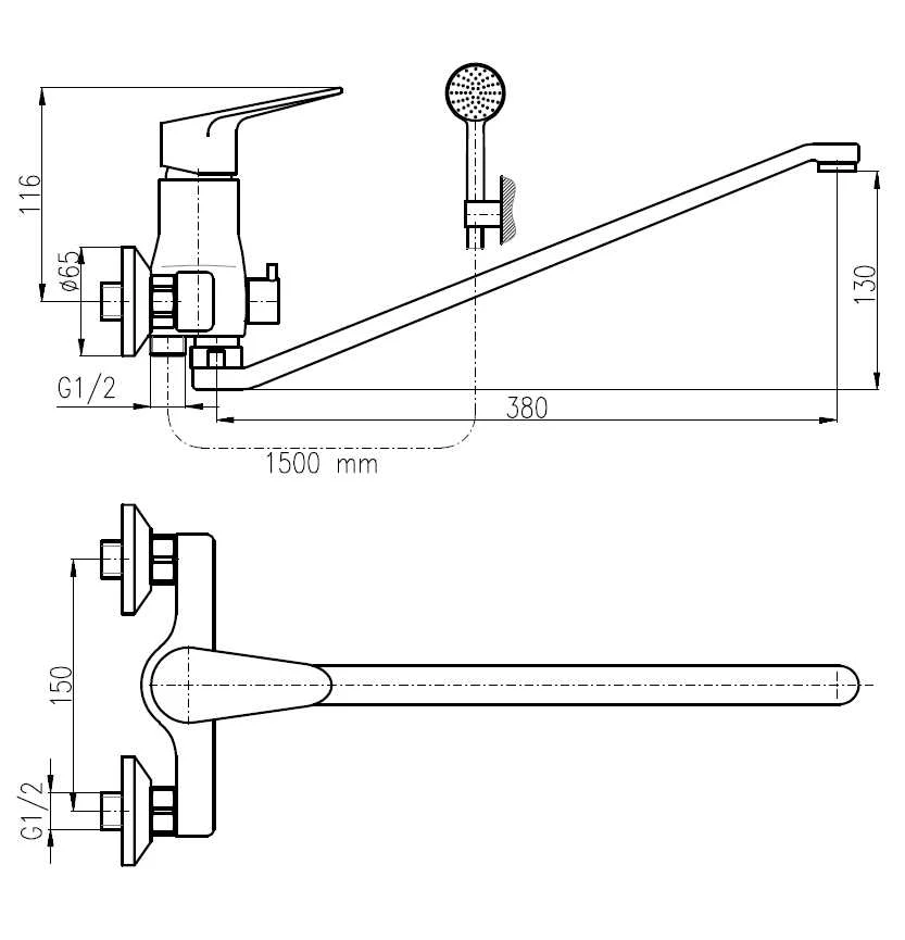 Carruzzo BATH FAUCET LONG SPOUT DVI252.5/1