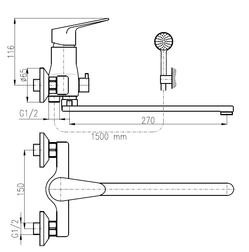 Domoletti BATH FAUCET LONG SPOUT DVI253.5/1