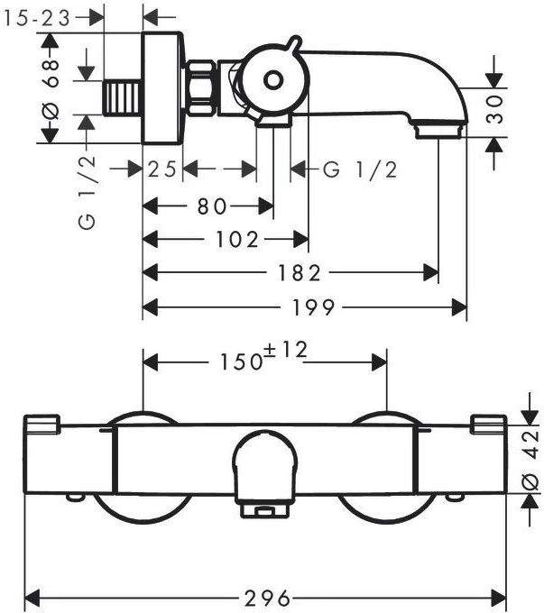 Vonios maišytuvas su termostatu Hansgrohe Ecostat 1001 CL