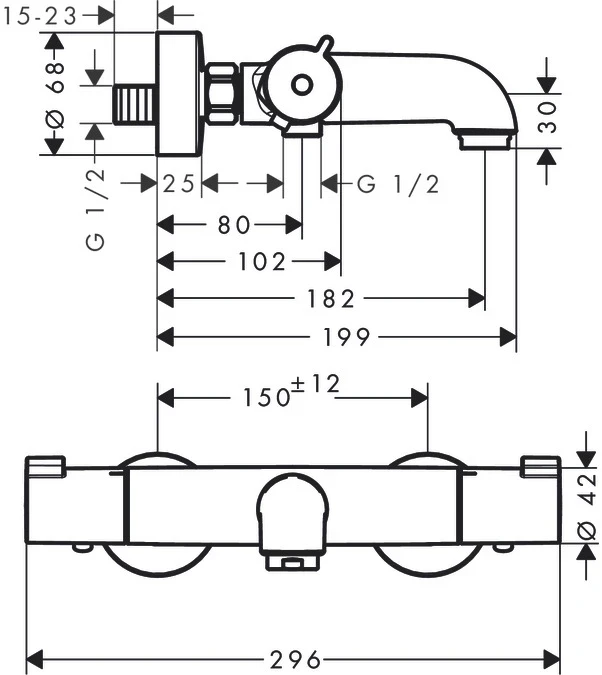 Termostatinis vonios maišytuvas Hansgrohe Ecostat 1001 CL